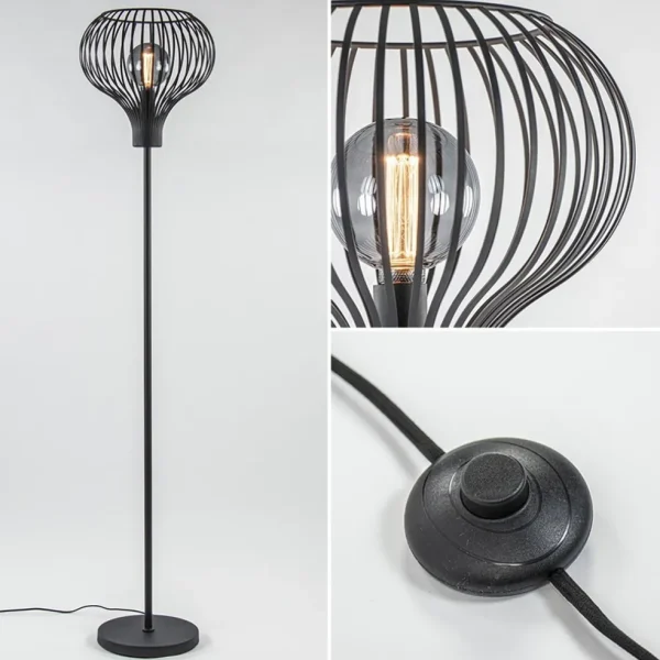 modern_zwarte_vloerlamp_m_1.webp Online Straluma Modern zwarte vloerlamp met draad kap