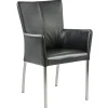 moderne_armstoel_zwart_le_0.webp Fashion Straluma Moderne armstoel zwart leder met RVS poten