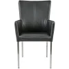 moderne_armstoel_zwart_le_1.webp Fashion Straluma Moderne armstoel zwart leder met RVS poten