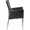 moderne_armstoel_zwart_le_2.webp Fashion Straluma Moderne armstoel zwart leder met RVS poten