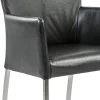 moderne_armstoel_zwart_le_3.webp Fashion Straluma Moderne armstoel zwart leder met RVS poten