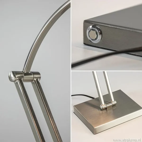 moderne_bureaulamp_nikkel_3.webp Best Straluma Moderne bureaulamp nikkel met geïntegreerd LED