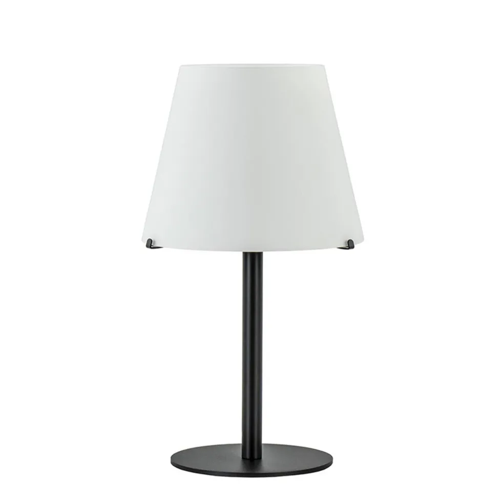 moderne_design_tafellamp__0.webp Outlet Straluma Moderne design tafellamp zwart met witte glazen kap