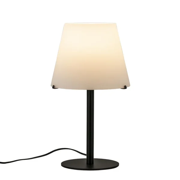 moderne_design_tafellamp__1.webp Outlet Straluma Moderne design tafellamp zwart met witte glazen kap