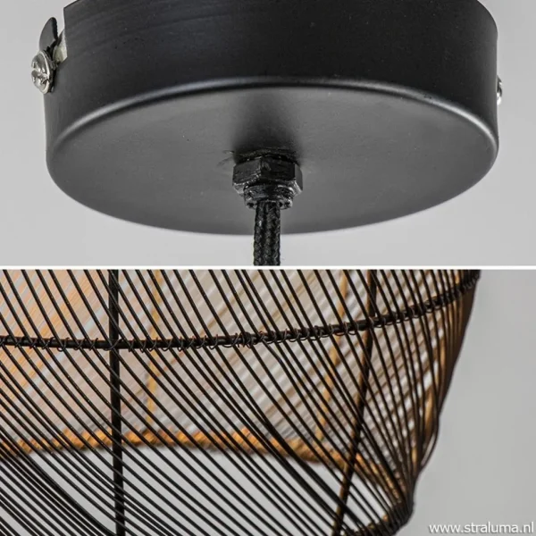 Best Straluma Moderne draad hanglamp Meya zwart met goud