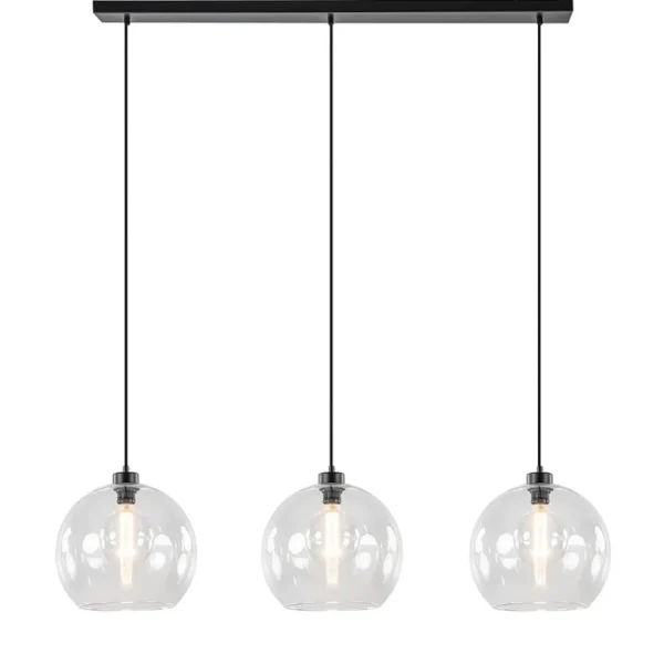 moderne_eettafelhanglamp__1.webp Sale Straluma Moderne eettafelhanglamp zwart met helder glas