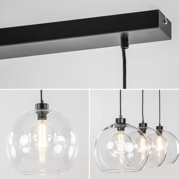 moderne_eettafelhanglamp__2.webp Sale Straluma Moderne eettafelhanglamp zwart met helder glas