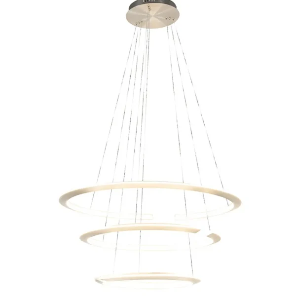 moderne_hanglamp_rond_met_1.webp Outlet Straluma Moderne hanglamp rond met LED ringen nikkel