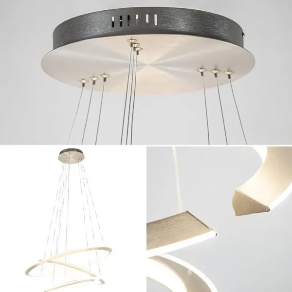 moderne_hanglamp_rond_met_3.webp Outlet Straluma Moderne hanglamp rond met LED ringen nikkel