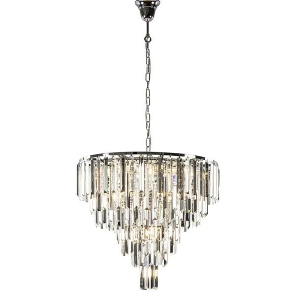 moderne_kroonluchter_chro_1.webp Outlet Straluma Moderne kroonluchter chroom met helder en smoke glas