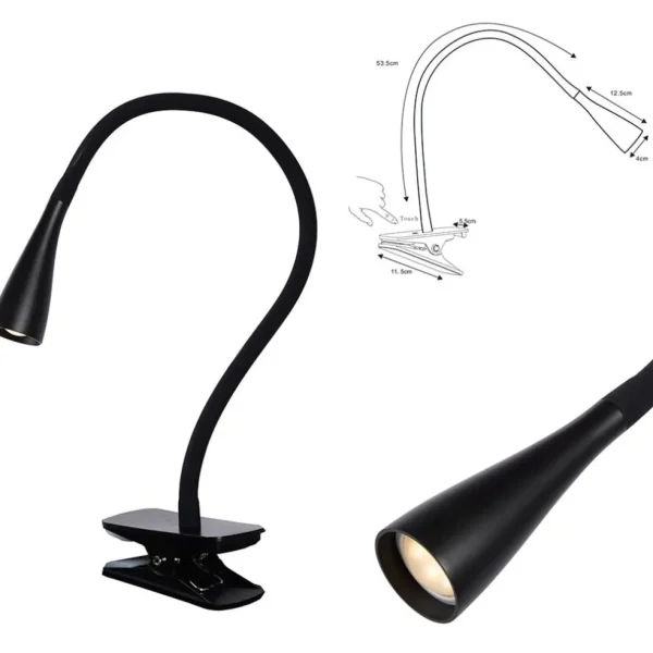Flash Sale Straluma Moderne LED klemlamp zwart inclusief dimbaar LED