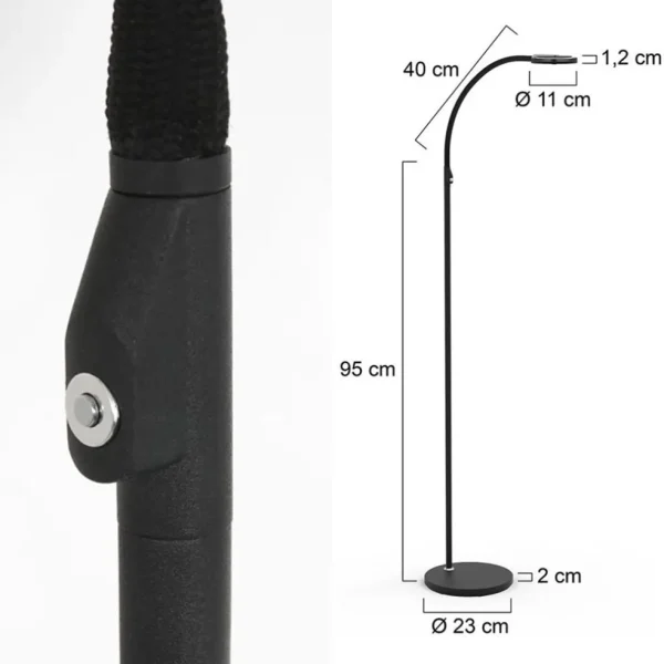 moderne_led_leeslamp_zwar_3.webp New Straluma Moderne LED leeslamp zwart met smoke glas dimbaar