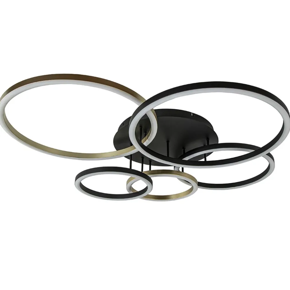 moderne_led_plafondlamp_r_0.webp Best Straluma Moderne LED plafondlamp ringen zwart/goud dimbaar