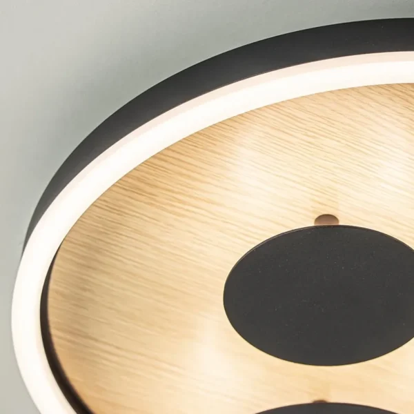 moderne_led_plafondlamp_z_3.webp New Straluma Moderne LED plafondlamp zwart met houtlook 40 cm dimbaar