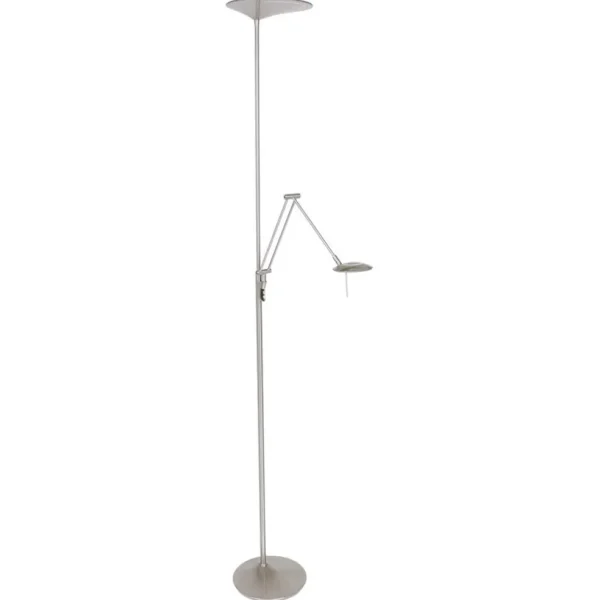 Online Straluma Moderne LED uplighter met leeslamp geborsteld staal