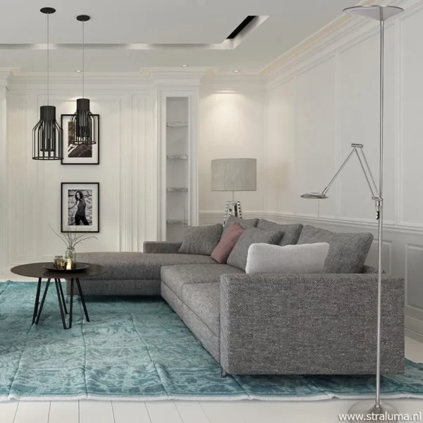 Online Straluma Moderne LED uplighter met leeslamp geborsteld staal