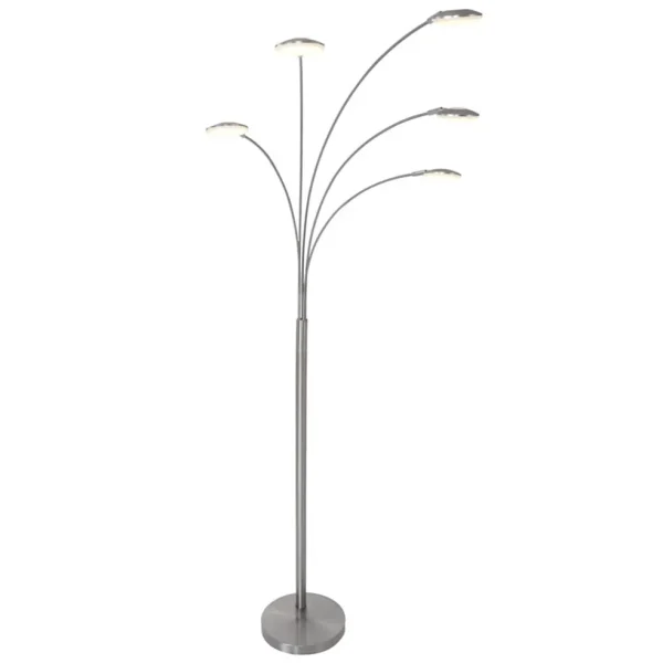 moderne_led_vloerlamp_lic_0.webp Discount Straluma Moderne LED vloerlamp 5-lichts geborsteld staal dimbaar