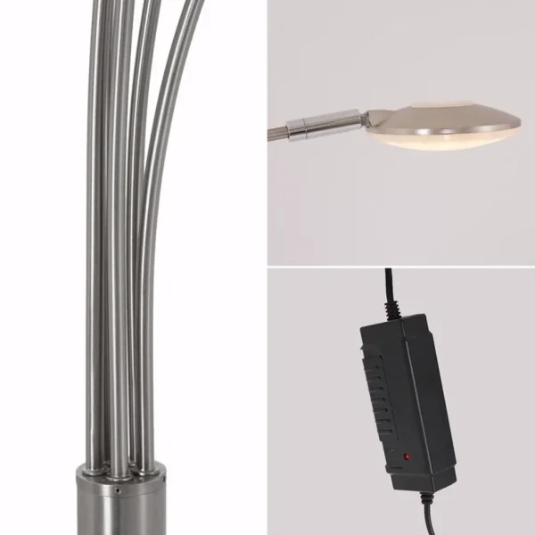 moderne_led_vloerlamp_lic_3.webp Discount Straluma Moderne LED vloerlamp 5-lichts geborsteld staal dimbaar