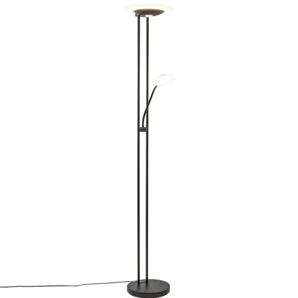 moderne_led_vloerlamp_met_1.webp Cheap Straluma Moderne LED vloerlamp met uplighter en leeslamp mat zwart