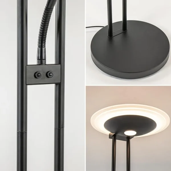moderne_led_vloerlamp_met_2.webp Cheap Straluma Moderne LED vloerlamp met uplighter en leeslamp mat zwart