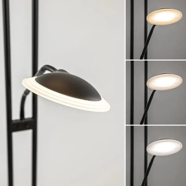moderne_led_vloerlamp_met_3.webp Cheap Straluma Moderne LED vloerlamp met uplighter en leeslamp mat zwart