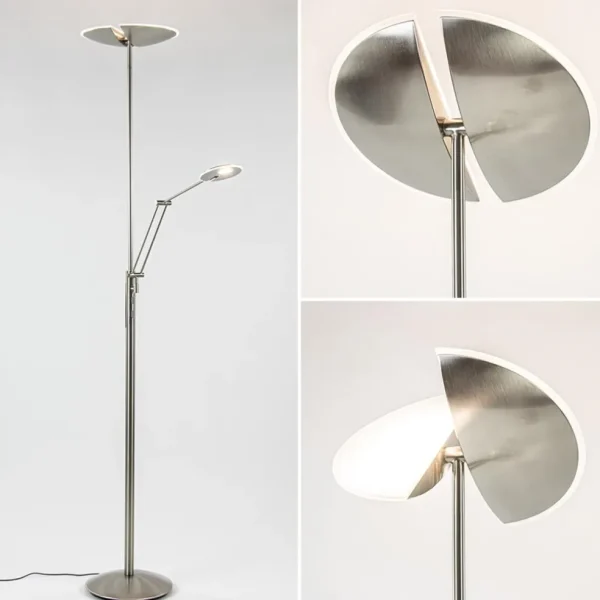 moderne_led_vloerlamp_nik_1.webp New Straluma Moderne LED vloerlamp nikkel met uplighter en leeslamp