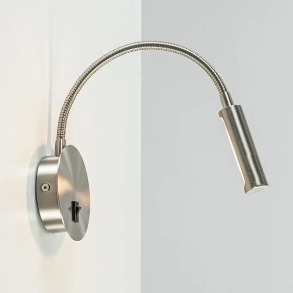 moderne_led_wandlamp_nikk_1.webp Flash Sale Straluma Moderne LED wandlamp nikkel met flexibele arm