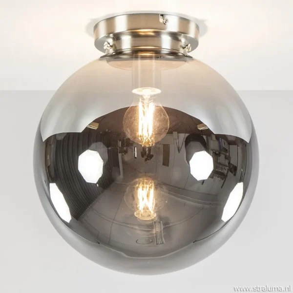 moderne_plafondlamp_nikke_1-2.webp Online Straluma Moderne plafondlamp nikkel met smokey glas