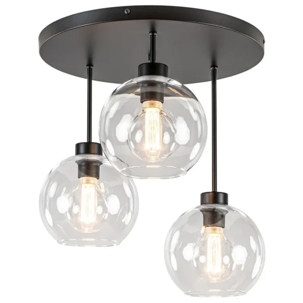 Cheap Straluma Moderne plafondlamp zwart met 20 cm helder glas