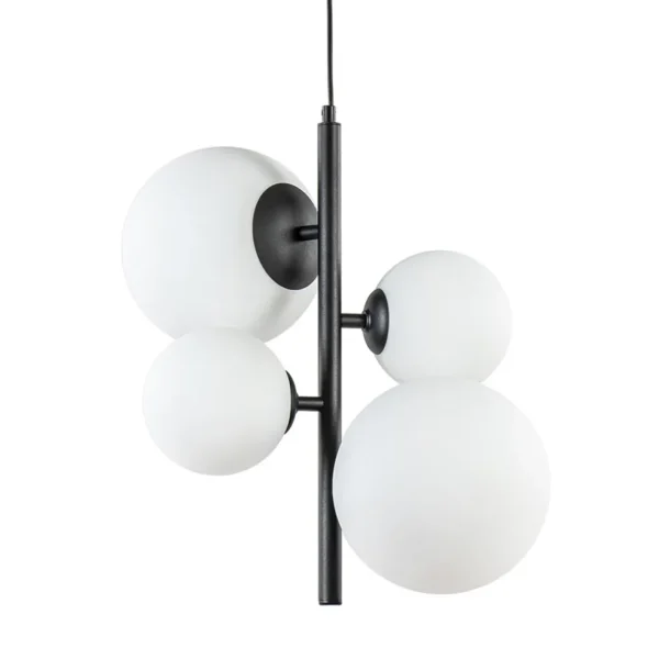 moderne_retro_hanglamp_zw_0.webp Clearance Straluma Moderne retro hanglamp zwart met witte bollen