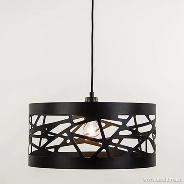 moderne_ronde_hanglamp_zw_1.webp Best Sale Straluma Moderne ronde hanglamp zwart metaal