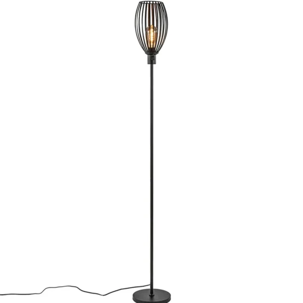 moderne_staande_lamp_met__1.webp Shop Straluma Moderne staande lamp met draad kap mat zwart