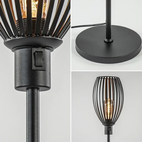 moderne_staande_lamp_met__2.webp Shop Straluma Moderne staande lamp met draad kap mat zwart