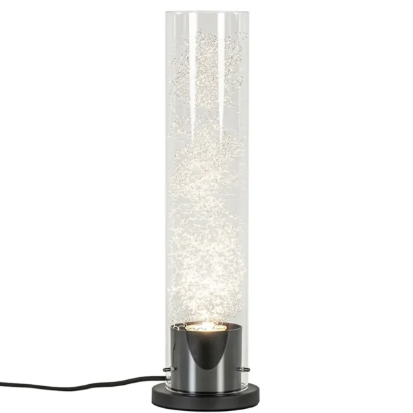 Store Straluma Moderne tafellamp cilinder helder glas met zwart en zilver