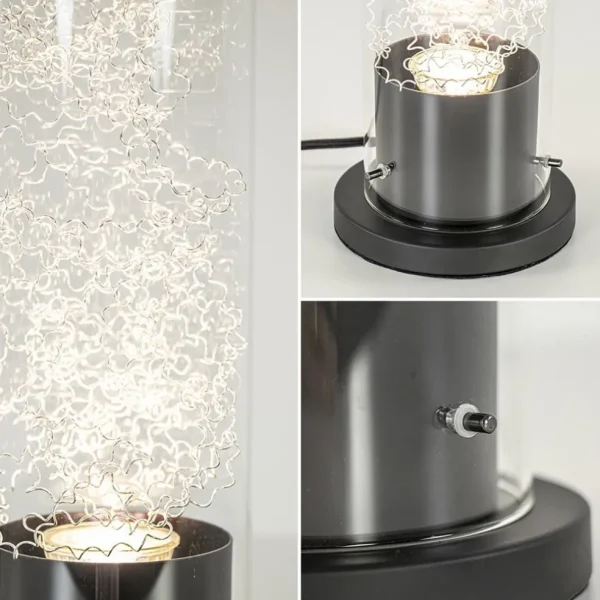 Store Straluma Moderne tafellamp cilinder helder glas met zwart en zilver