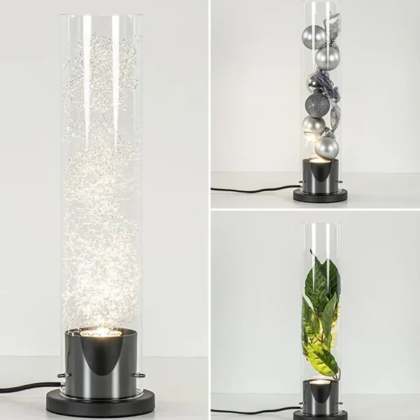 Store Straluma Moderne tafellamp cilinder helder glas met zwart en zilver