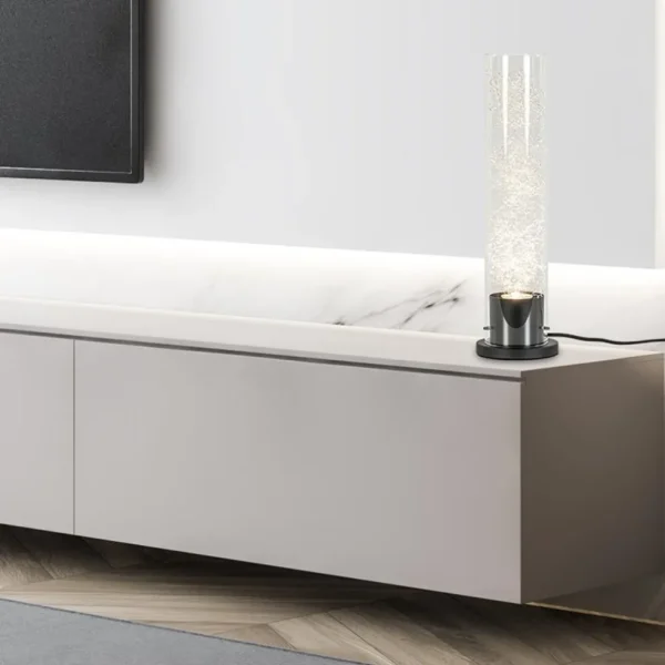 Store Straluma Moderne tafellamp cilinder helder glas met zwart en zilver