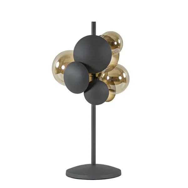 moderne_tafellamp_grijsgo_0.webp Best Sale Straluma Moderne tafellamp grijs/goud + amber glas