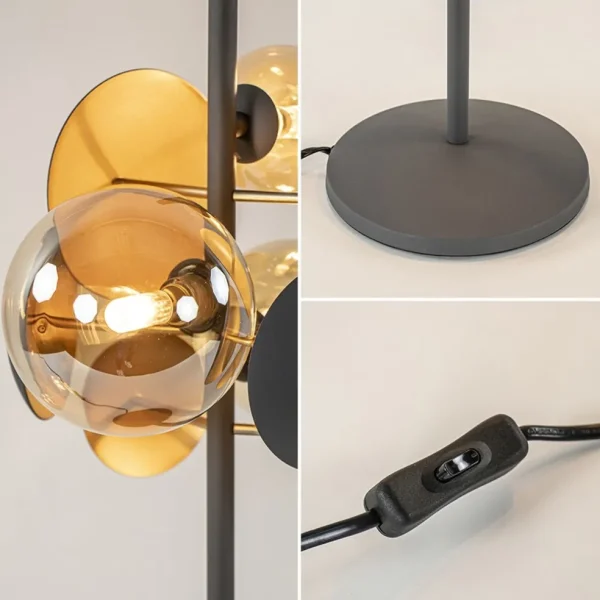 moderne_tafellamp_grijsgo_3.webp Best Sale Straluma Moderne tafellamp grijs/goud + amber glas