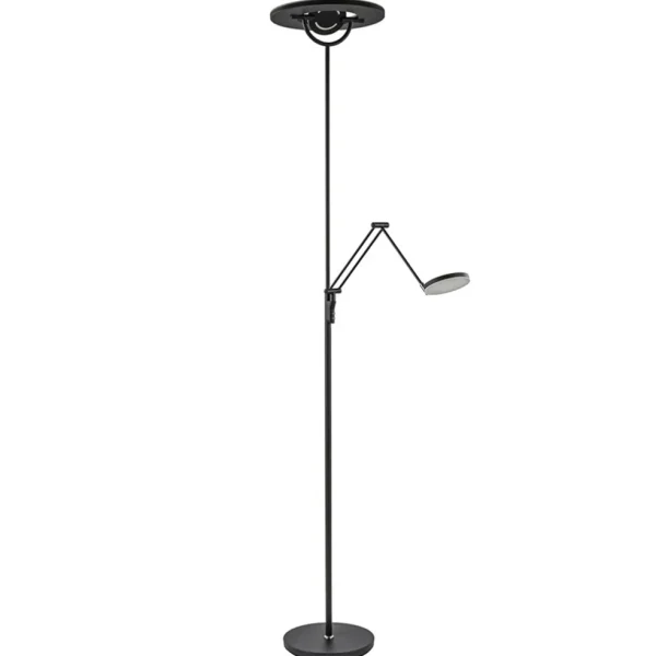 moderne_uplighter_mat_zwa_0.webp Shop Straluma Moderne uplighter mat zwart met verstelbare leesarm