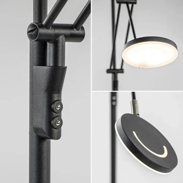moderne_uplighter_mat_zwa_2.webp Shop Straluma Moderne uplighter mat zwart met verstelbare leesarm