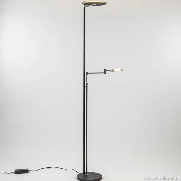 moderne_uplighterleeslamp_1.webp Store Straluma Moderne uplighter/leeslamp zwart met smoke glas