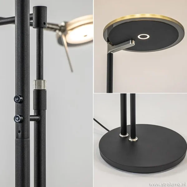moderne_uplighterleeslamp_2.webp Store Straluma Moderne uplighter/leeslamp zwart met smoke glas