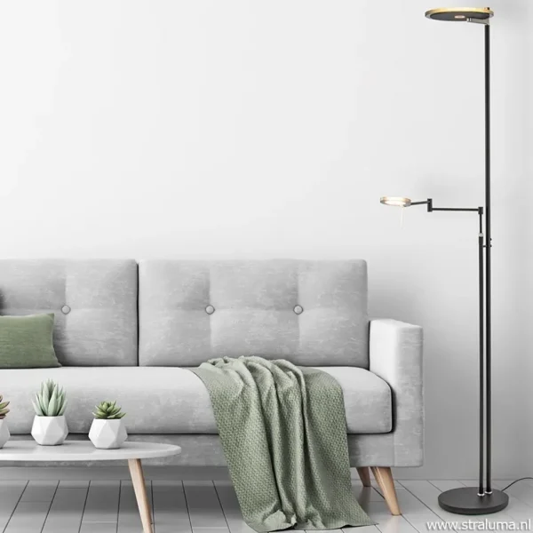 moderne_uplighterleeslamp_4.webp Store Straluma Moderne uplighter/leeslamp zwart met smoke glas