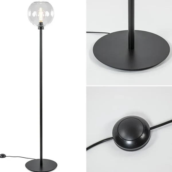 moderne_vloerlamp_zwart_m_1-2.webp Shop Straluma Moderne vloerlamp zwart met helder glazen kap
