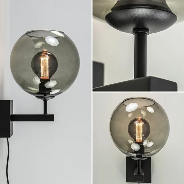 moderne_wandlamp_met_smok_2.webp Best Sale Straluma Moderne wandlamp met smoke glazen bol incl. snoer