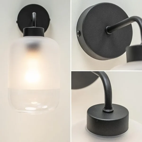 moderne_wandlamp_zwart_me_2-1.webp Discount Straluma Moderne wandlamp zwart met helder/mat glas
