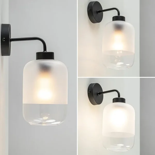 moderne_wandlamp_zwart_me_3-1.webp Discount Straluma Moderne wandlamp zwart met helder/mat glas