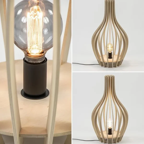 Flash Sale Straluma Naturel houten tafel/vloerlamp kegel met zwart