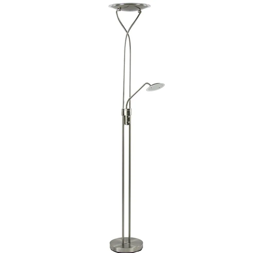 Best Sale Straluma Nikkel vloerlamp met LED uplighter en leeslamp